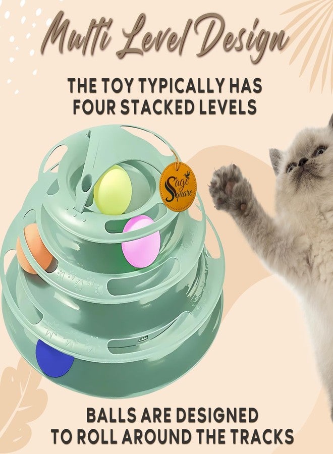 Sage Square 3-Level Cat Toy with Spinning Balls - Interactive & Engaging Pet Toy for Cats & Kittens, Durable & Sturdy Construction, Promotes Exercise & Mental Stimulation,Keeps Entertained for Hours - Image 5